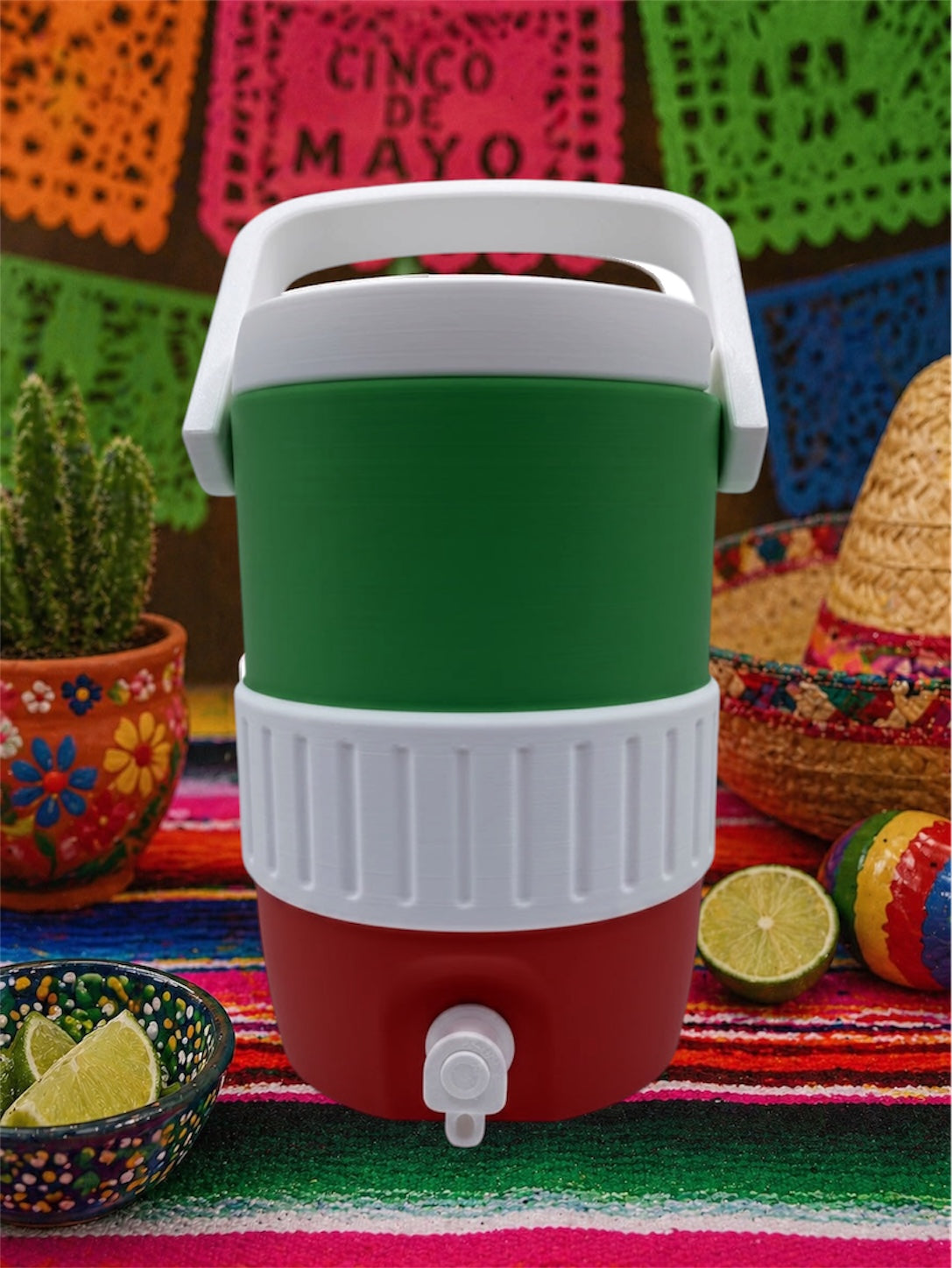 Green White Red Cooler Can Holder