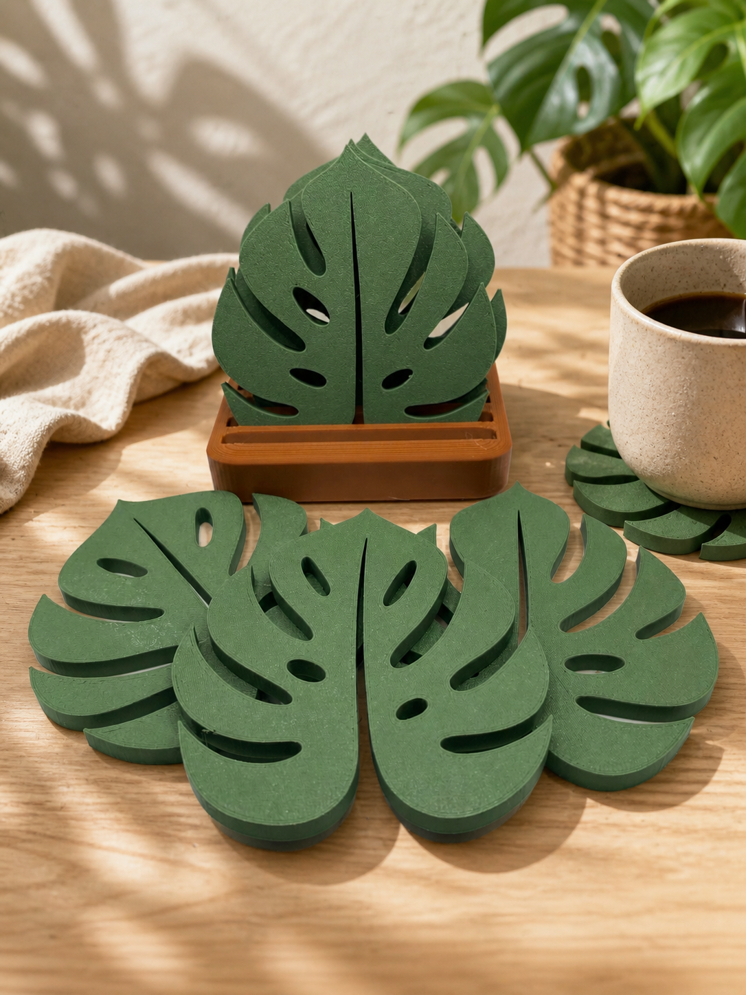 Monstera Leaf Coaster Set