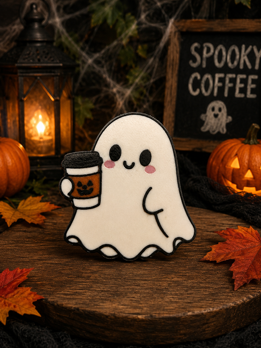 Ghost w/coffee Straw Topper